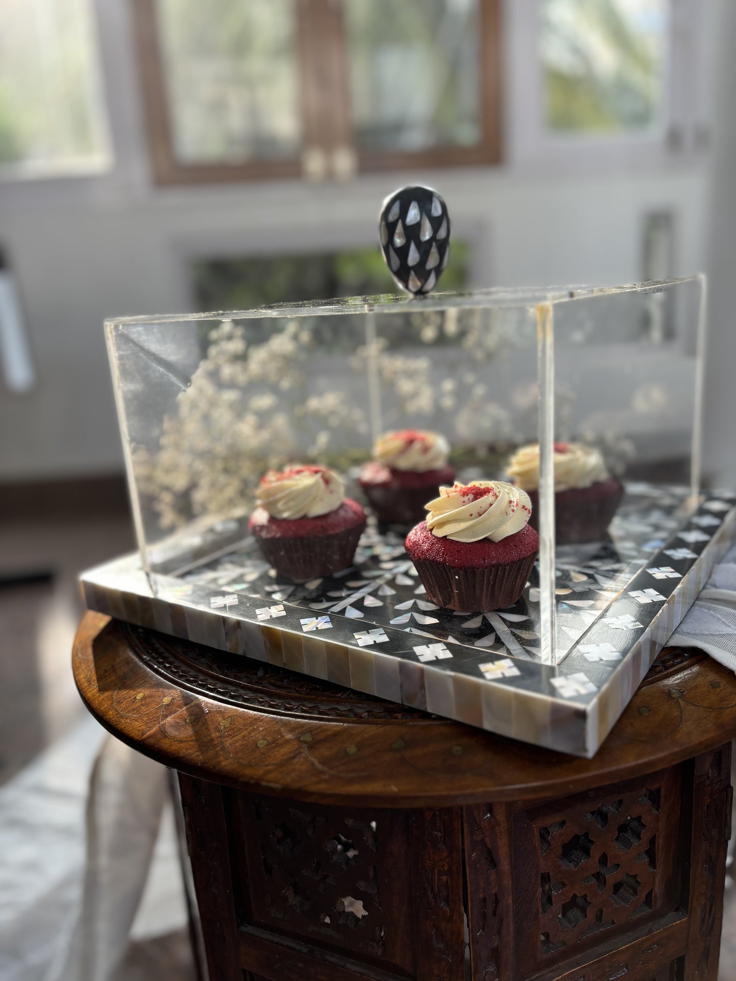 Square Cake Stand with Cloche