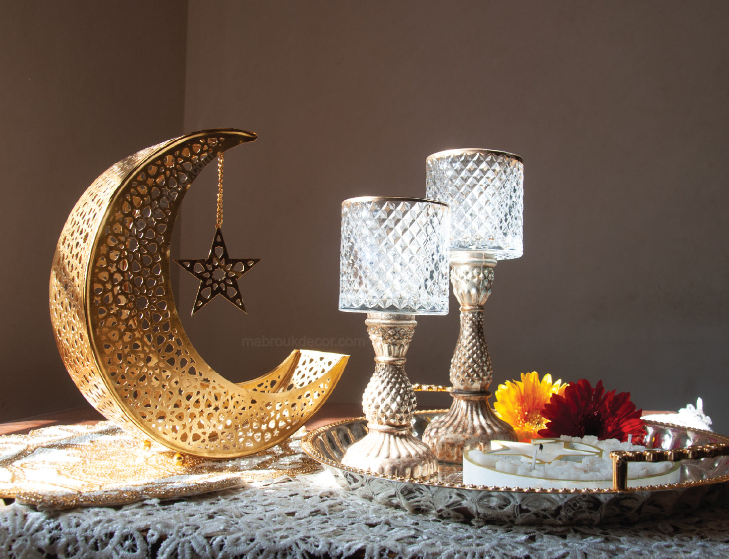 Antique Glass Hurricane Candlestands