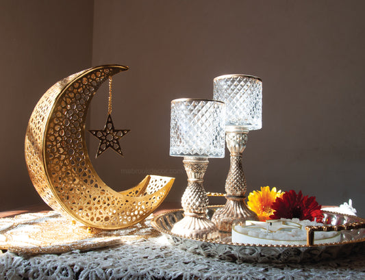 Antique Glass Hurricane Candlestands