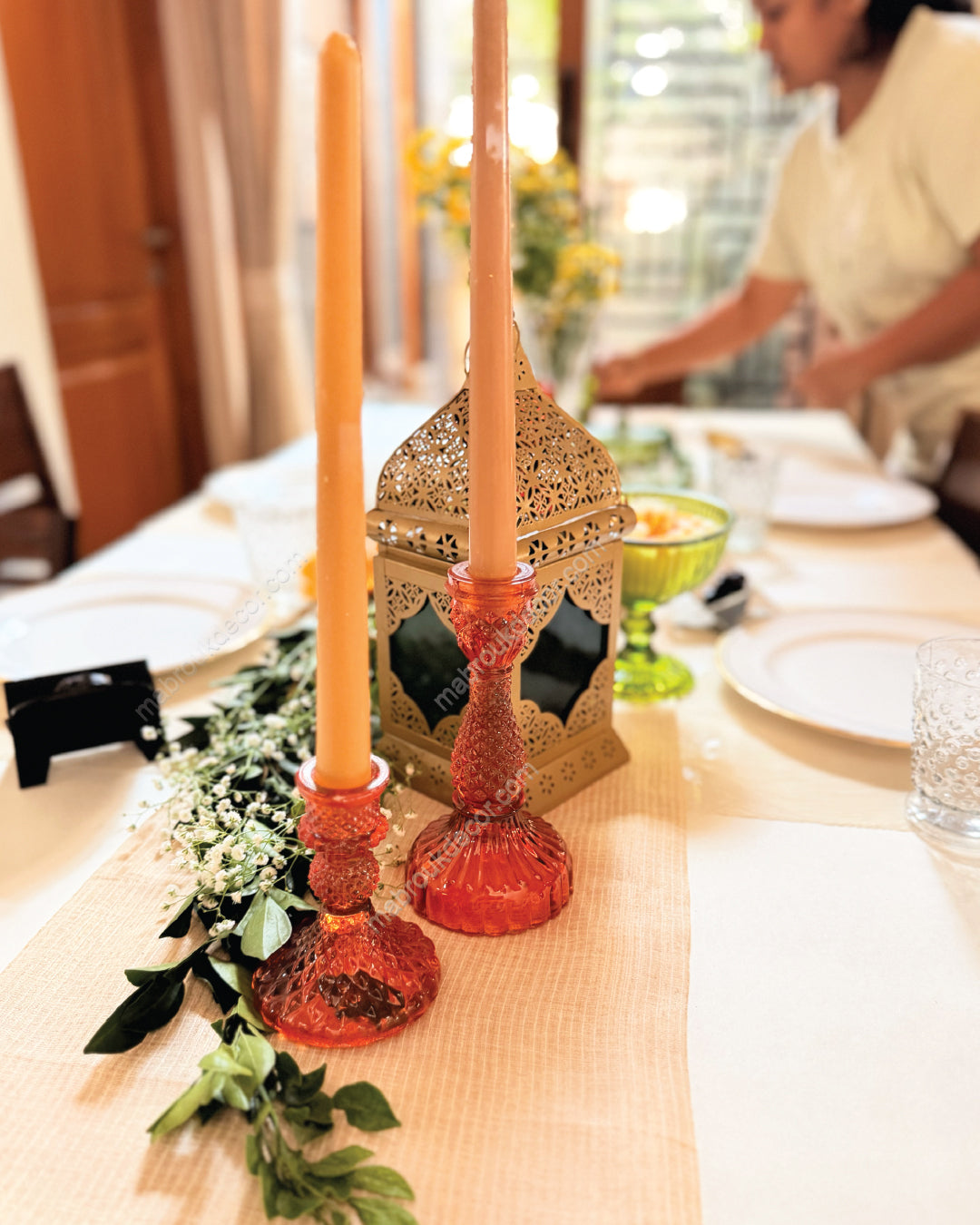 Garden Light Candle Holders with tapered candles