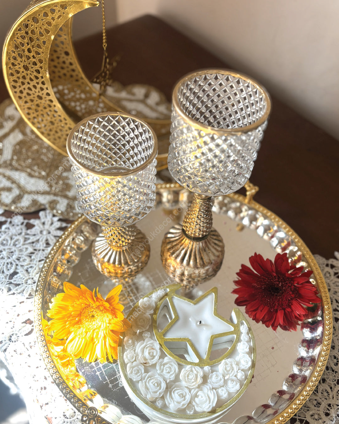 Antique Glass Hurricane Candlestands