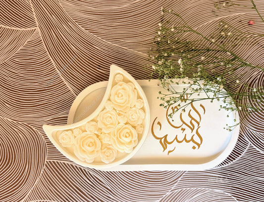 Sukoon Concrete Crescent Candle + Tray